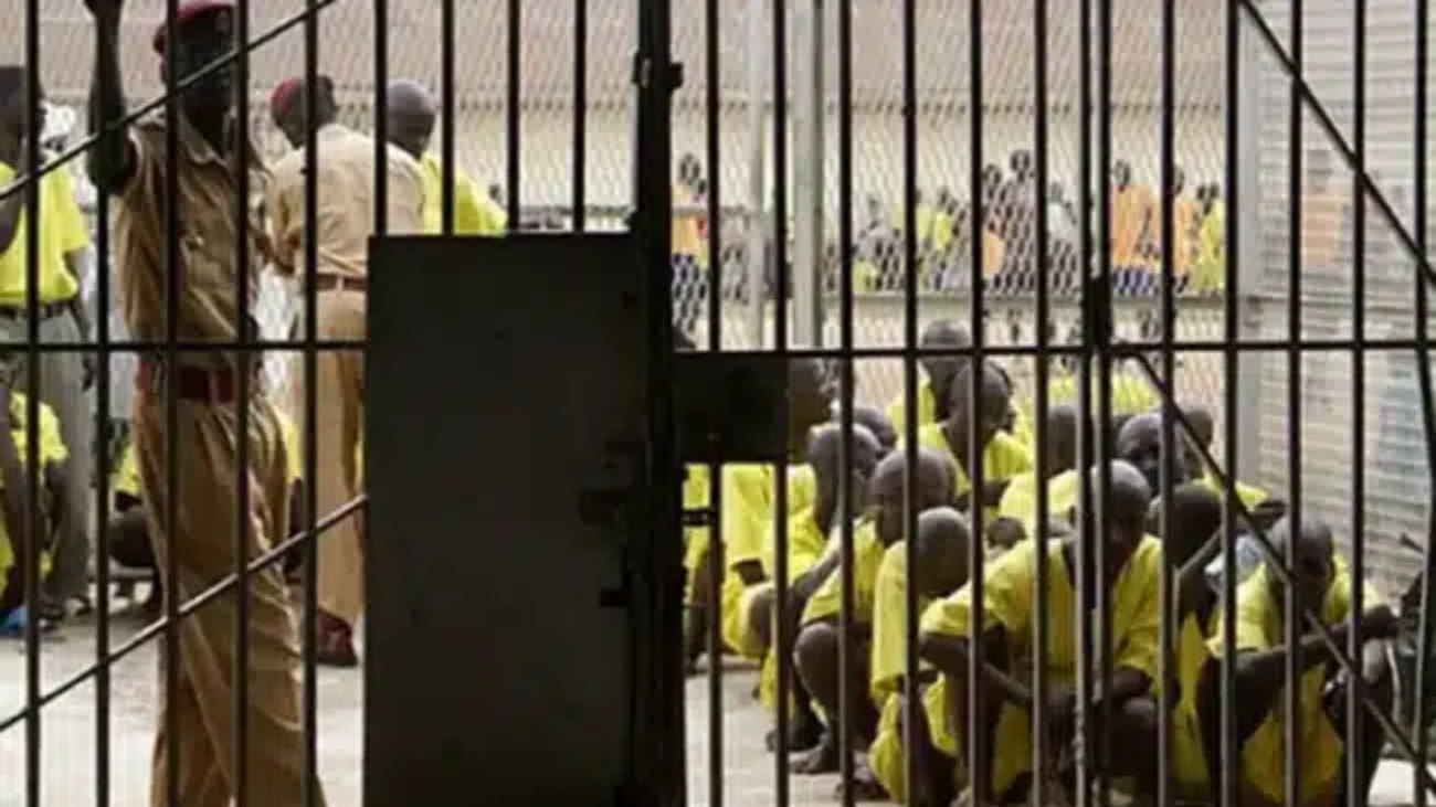 Inmates locked in a Nigerian prison