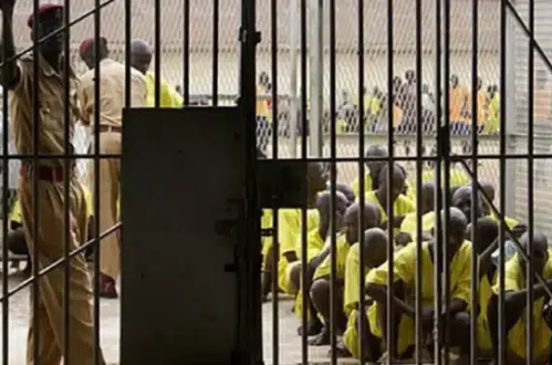 Inmates locked in a Nigerian prison